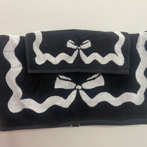 Betsey Johnson Black and White Bow Towels